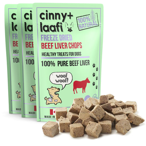 Freeze Dried Beef Liver Chops for Dogs 3 Packs of 80g